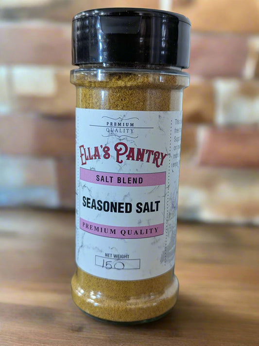 Bottle of Ella's Pantry Spice blend on a counter