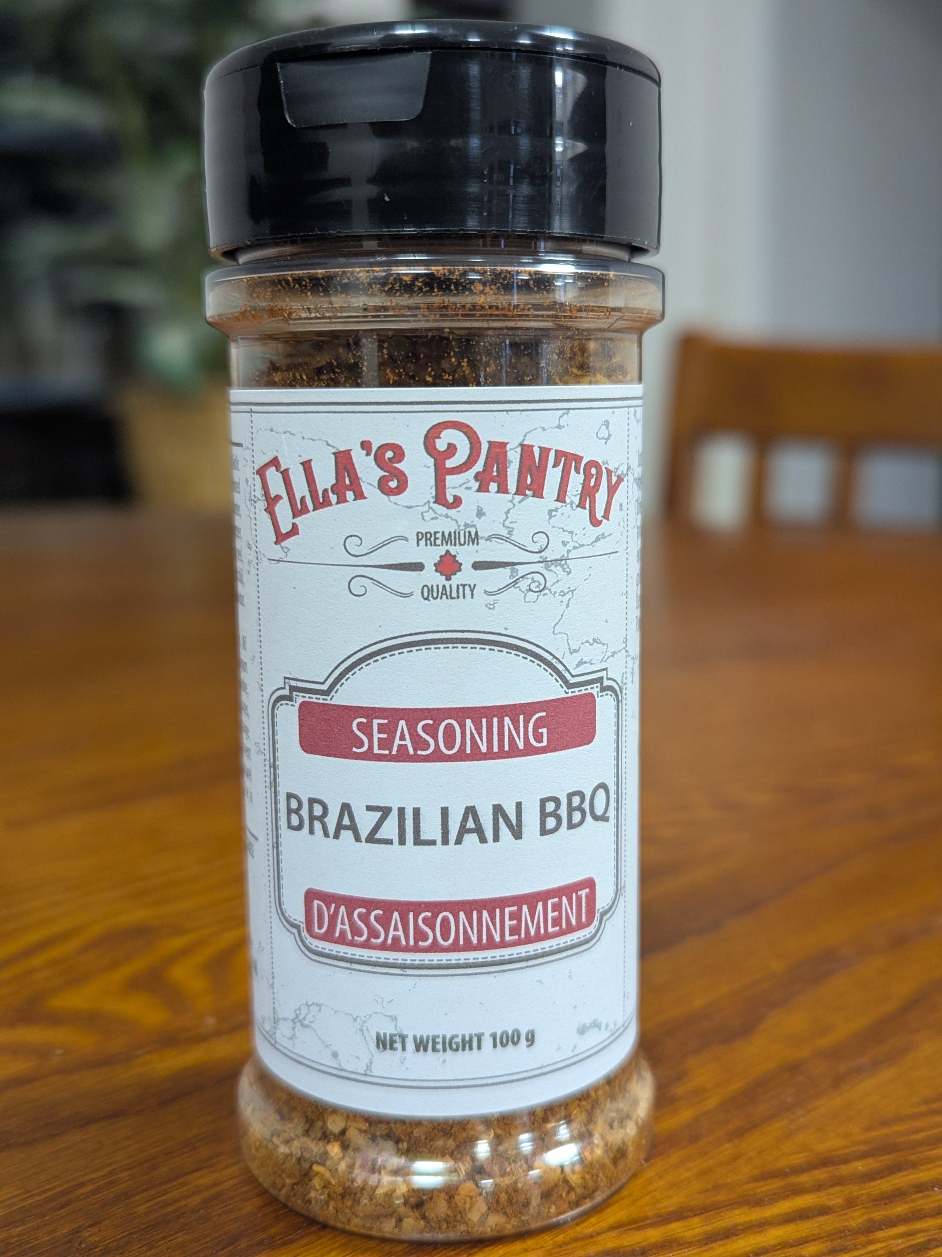 Bottle of Ella's Pantry Brazilian BBQ seasoning blend. 