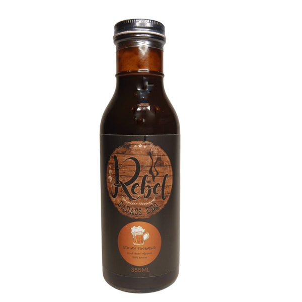 Rebel BBQ sauce, sticky fingers.